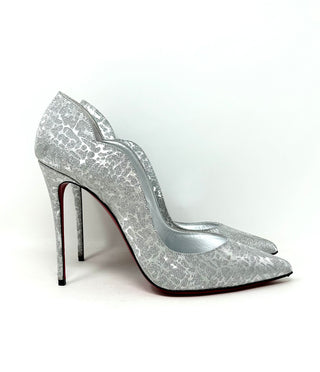 Christian Louboutin Hot Chick 100 Silver Specchio Glitter Pump