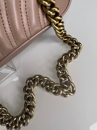 Gucci Preloved Marmont Medium Beige Leather Shoulder Bag