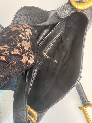 Dior Saddle Bag Black Grained Calfskin Handbag