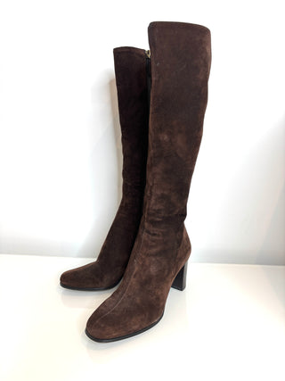 Gucci Tom Ford Brown Suede Double G Logo Knee Boots 35.5 UK2.5