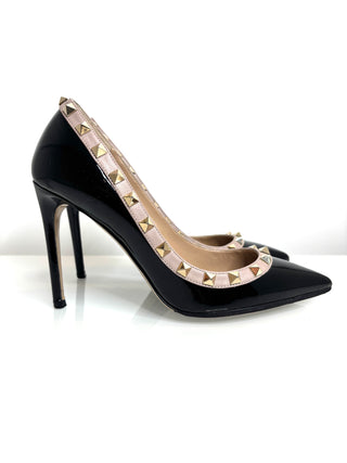 Valentino Garavani Rockstud 100 Black Patent Heels 36 UK3