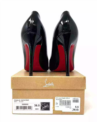 Christian Louboutin Pigalle 100 Black Patent Leather Pump Heels 38.5 UK 5.5