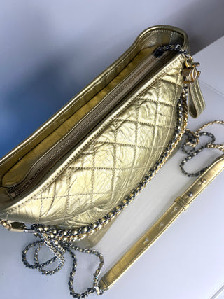Chanel Gabrielle Medium Metallic Gold Quilted Hobo Bag – Circa 2017