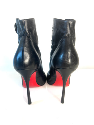 Christian Louboutin Booton 100 Black Leather Ankle Boots – Size small 38 UK5