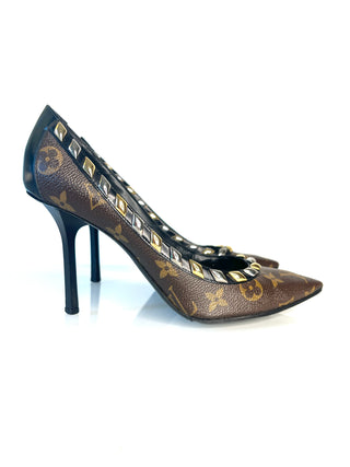 Louis Vuitton Eldorado Brown LV monogram high-heeled pointed toe heels