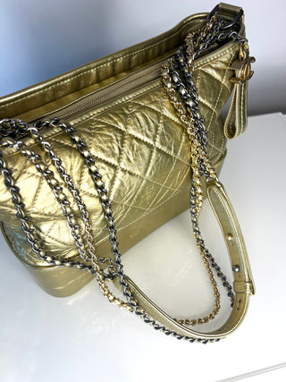 Chanel Gabrielle Medium Metallic Gold Quilted Hobo Bag – Circa 2017