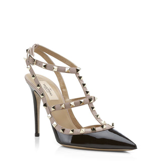 Valentino Garavani Black Patent Nude Leather Studded Heels