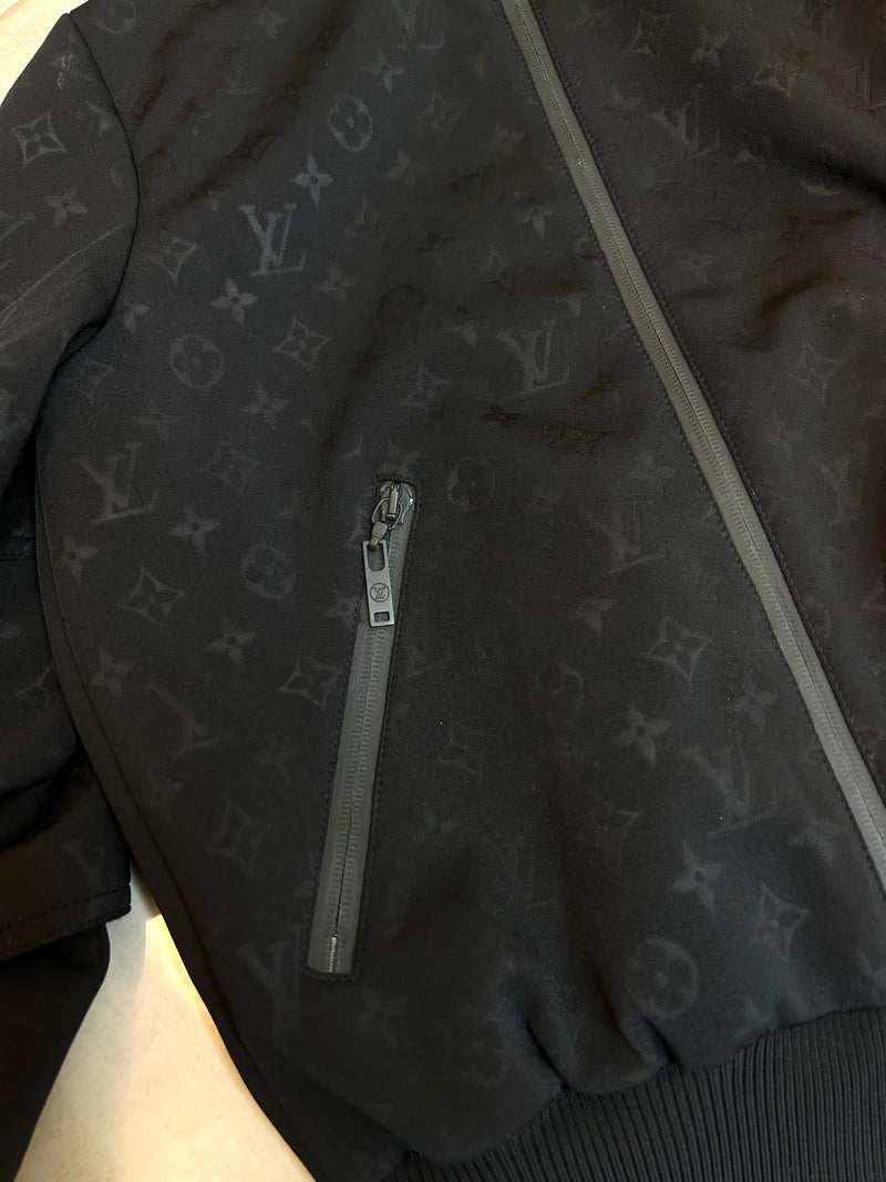 Louis Vuitton Black Monogram Embossed Zip Up Jacket 