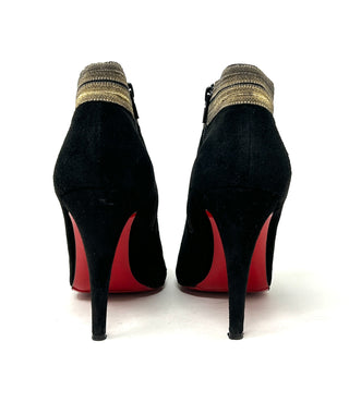 Christian Louboutin Marychal 100 Black Suede Heel Ankle Boots 39 UK 6