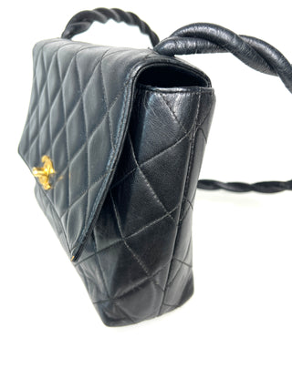 Vintage Chanel Black Quilted Leather Flap – Gold-Plated Hardware Cross-body Shoulder Bag