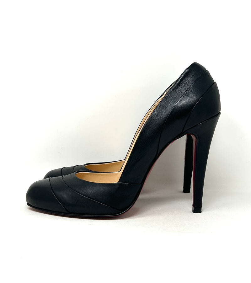 Christian Louboutin Insectica 110 Black Leather Pleated Pump Heels 41 UK 8