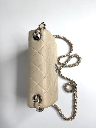 Chanel Mini Flap Square Ivory Lambskin Shoulder Bag