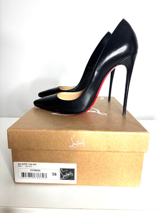 Christian Louboutin So Kate 120 Black Kid Leather Heels 38 UK5