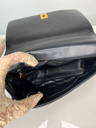 Vintage Chanel Black Quilted Leather Flap – Gold-Plated Hardware Cross-body Shoulder Bag