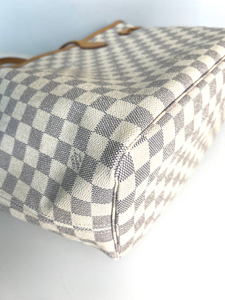 Louis Vuitton Neverfull MM Damier Azur Tote Bag & Matching Pouch
