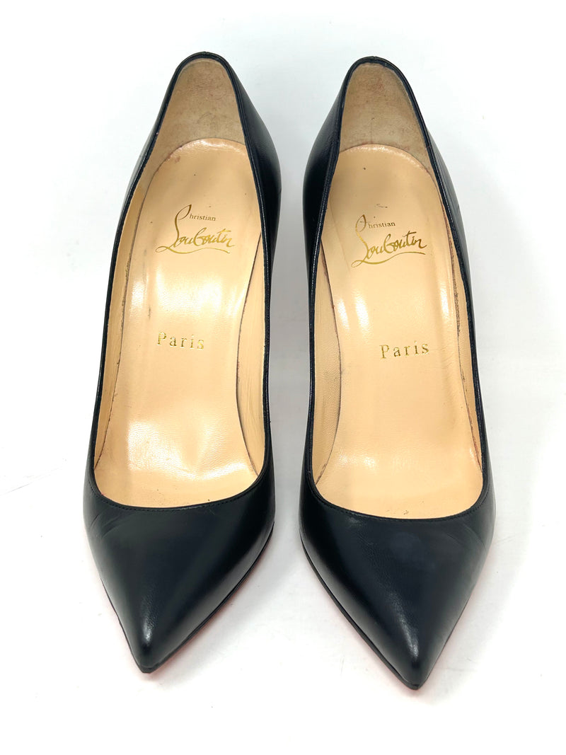 Christian louboutin black leather 2025 pumps
