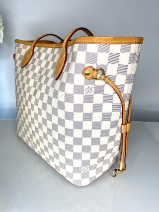 Louis Vuitton Preloved Neverfull MM Damier Azur Tote Bag