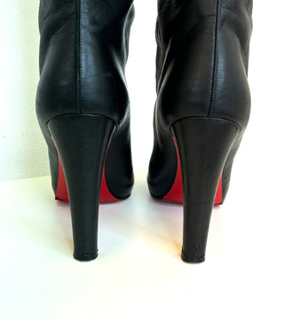 Christian Louboutin Vicky Botta 100 Black Leather Platform Knee High Boots 40 UK 7