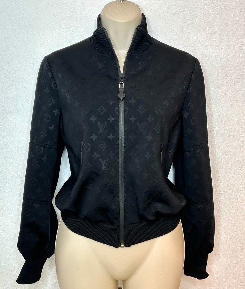 Louis Vuitton Black Monogram Embossed Zip Up Jacket 