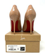 Christian Louboutin Decollete 554 100 Nude Patent Leather Pump Heels 36 UK 3