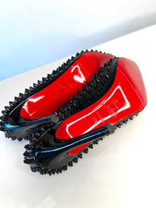 Christian Louboutin Pigalle Spikes 100 Black Patent Heels 38.5 UK5.5