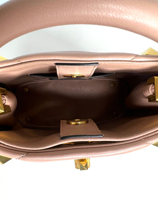 Valentino Garavani Roman Stud Blush Pink Nude Leather Gold Hardware Top Handle Cross-body Bag