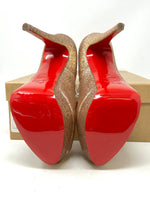 Christian Louboutin Lady Peep 150 Nude Glitter Platform Heels