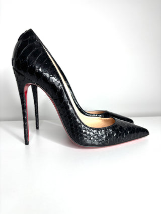 Christian Louboutin So Kate 120 Black Python Heels 39.5 UK6.5