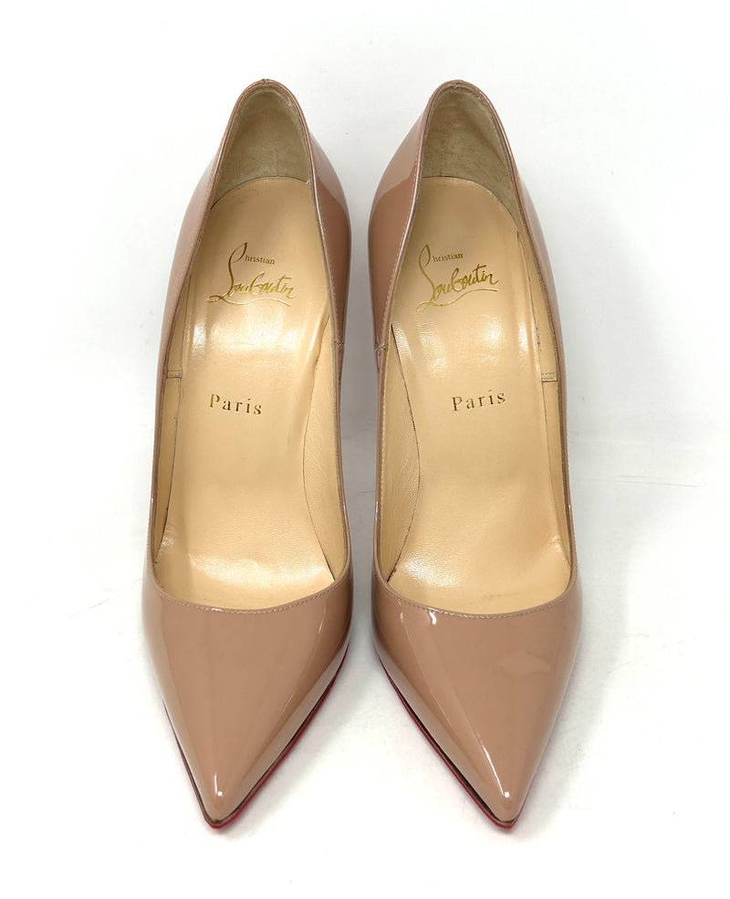 Christian Louboutin So Kate 120 Nude Patent Leather Pump Heels 38.5 UK 5.5