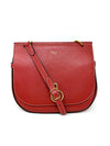 rustic red satchel bag with signature riders lock and gold hardware