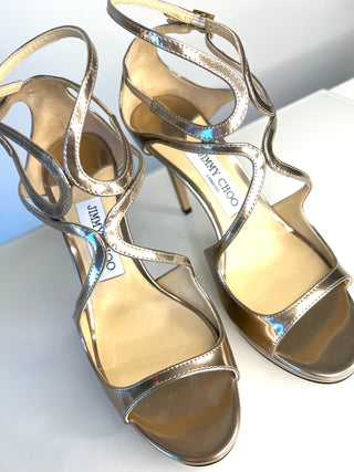 Jimmy Choo Lance 100 Ballet Pink Leather Sandals 37 UK4