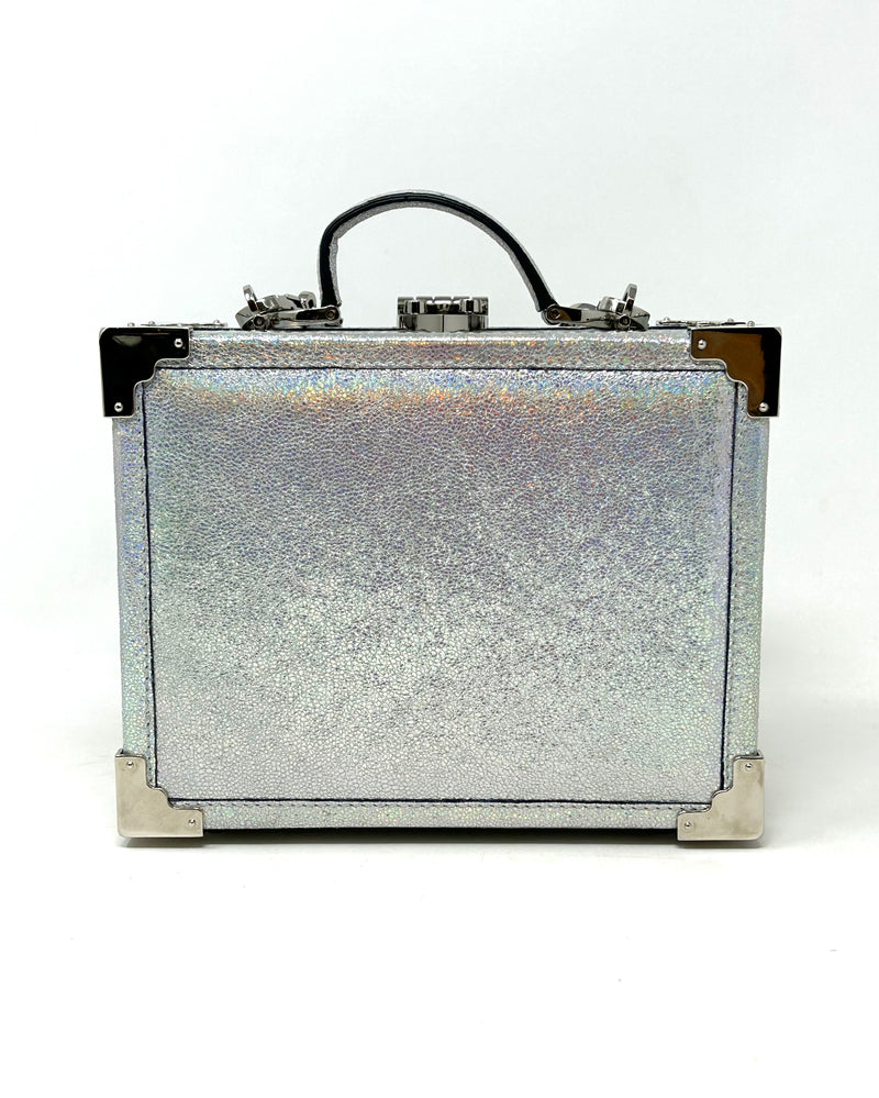 Aspinal of London The Trunk Silver Sparkle Crossbody Bag
