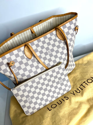 Louis Vuitton Preloved Neverfull MM Damier Azur Tote Bag
