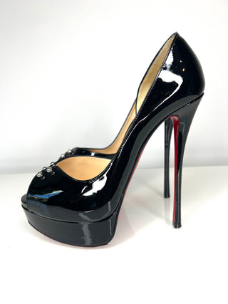 Christian Louboutin Predupeep 150 Black Patent Leather Platform Heels 37 UK4