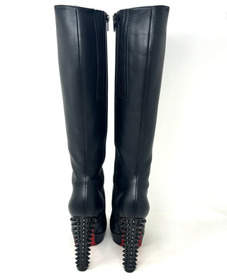 Christian Louboutin Taclou Botta 140 Black Leather Platform Knee High Boots 38 UK 5