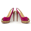 Christian Louboutin Lady Peep 150 Pink Suede Cork Slingback Platform Heels 41 UK 8