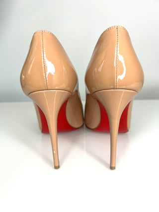 Christian Louboutin Kate 100 Nude Patent Heels – Large fit Size 35.5 / UK 2.5