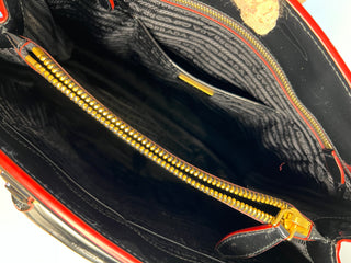 Prada Black Spazzolato Patent Leather Parabole Tote Bag