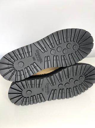 Chanel Beige Suede and Knit Chain Detail Boots 39 UK6