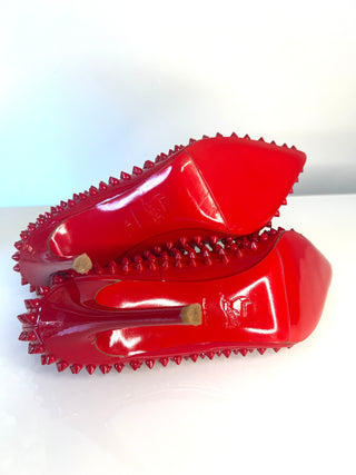 Christian Louboutin Pigalle Spikes 100 Red Patent Leather Heels – Size 41 UK 8