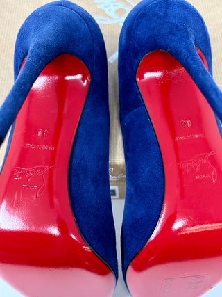 Christian Louboutin Navy Suede Leather Pump Heels 