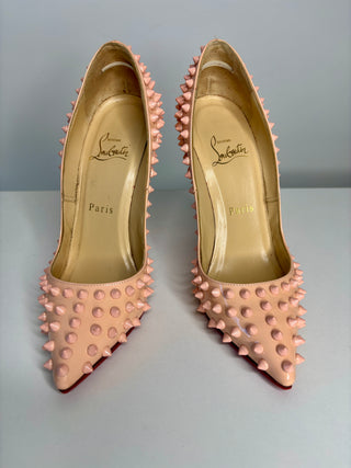 Christian Louboutin Pigalle Spikes 120 Baby Pink Patent Leather Heels 36 UK3