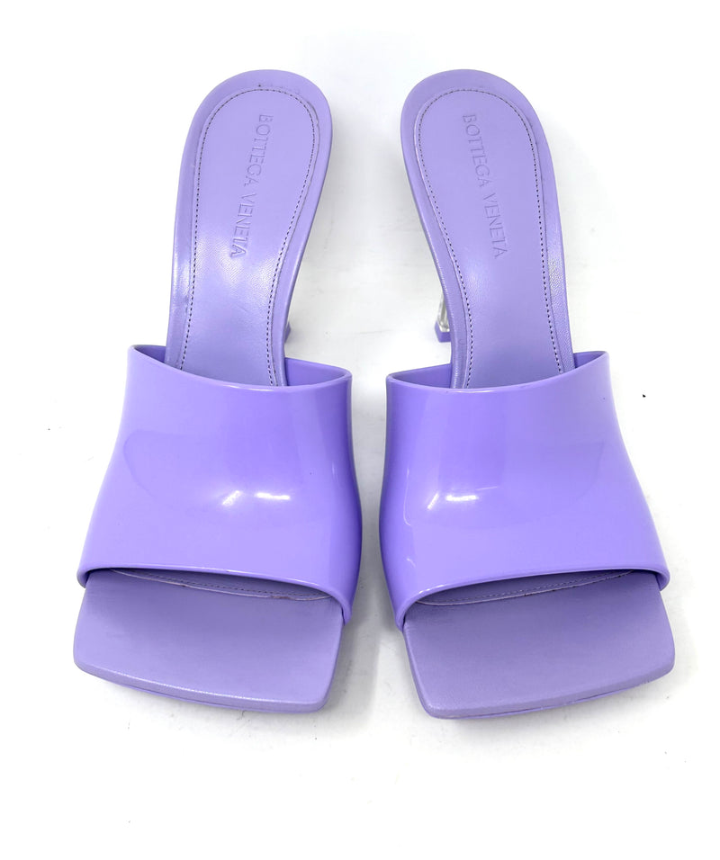 Bottega Veneta Lilac Synthetic Square Toe Heel Sandals 