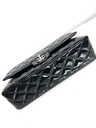 Chanel Preloved Classic Black Patent Leather Medium Double Flab Bag