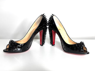 Christian Louboutin Jurayoo 100 Spike Black Patent Heels 36 UK3