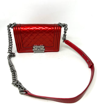 Chanel Small Metallic Red Patent Boy Bag