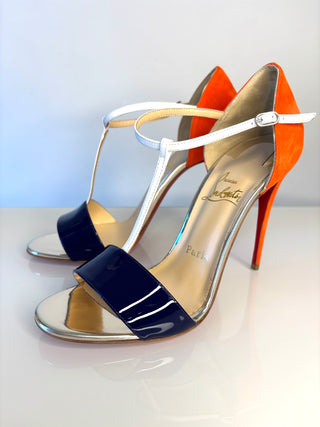 Christian Louboutin T-Strap 100 Heels Sandals 38 UK5