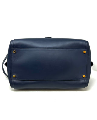 Georgio Armani Dark Navy Leather Tote Bag