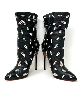 Christian Louboutin Black Leather Studded Heel Boots