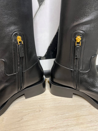 Valentino Garavani Roman Stud Black Leather Over-the-Knee Boots – EU 36.5 / UK 3.5 – Generous Fit, Suggested UK 4–4.5